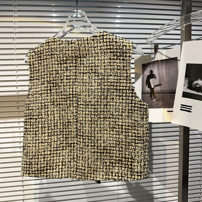 Jesen 2023., nova dvoredna metalna kopča, briljantna svilena jacquard elegantna jakna i jakna, prsluk za djevojke