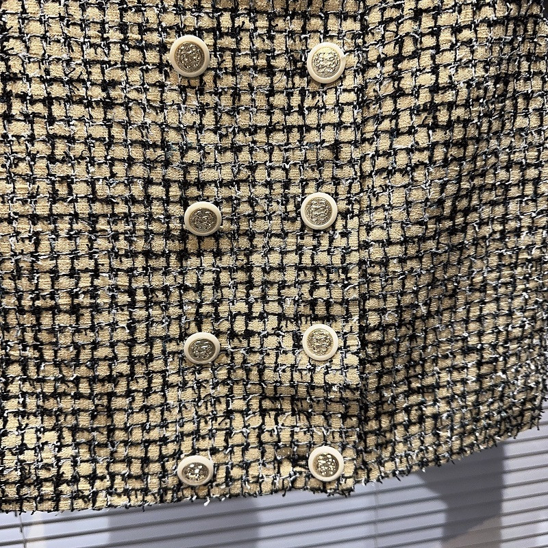 Jesen 2023., nova dvoredna metalna kopča, briljantna svilena jacquard elegantna jakna i jakna, prsluk za djevojke