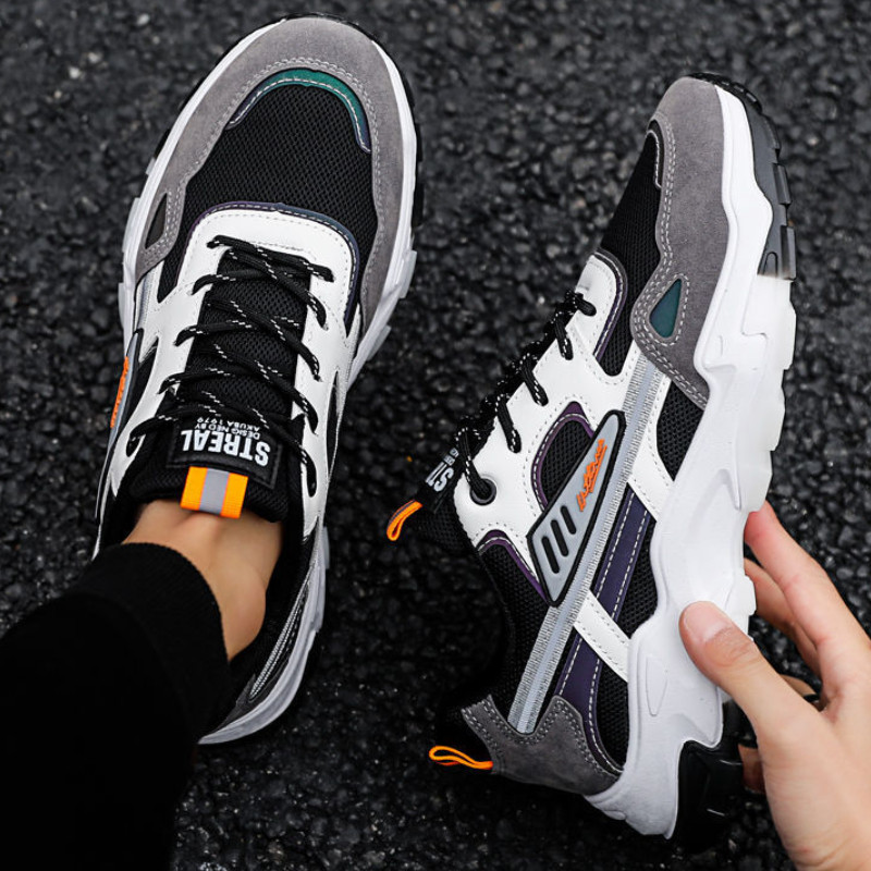 Mitmekülgne paksu põhjaga ühekordne kinga 2023 uus moodne pehme tallaga hingav kulumiskindel meeste kevad- ja sügisspordijalatsid