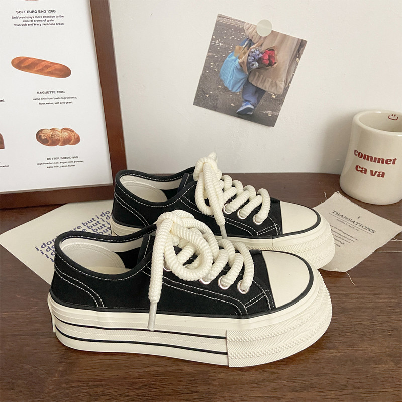 Ležérne papuče, šnurovacie plátené topánky pre ženy, hrubé tenisky na platforme, letné trendy 2023, okrúhla špička, všestranné mokasíny
