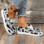 2023 Νέα γυναικεία γαλακτοκομικά παπούτσια με ρίγες αγελάδας βουλκανισμένα ελαφριά ίσια παπούτσια Ανοιξιάτικα πάνινα παπούτσια που αναπνέουν σέξι Πωλούν καλά γυναικεία παπούτσια