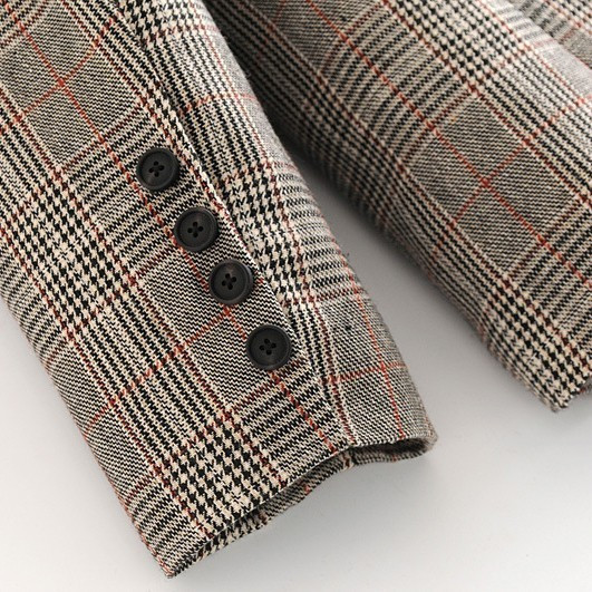 Queechalle γυναικεία παλτό σακάκι Φθινοπωρινό ρετρό καρό με οδοντωτό παλτό σακάκι γυναικείο φαρδύ πανωφόρι με τσέπες