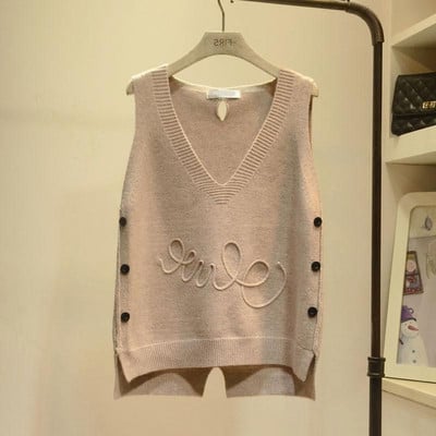 Πλεκτό με λαιμόκοψη Γυναικείο γιλέκο 2022 Άνοιξη φθινόπωρο Νέα μόδα μανίκια V λαιμόκοψη πλεκτά γιλέκα Γυναικεία πουλόβερ πουλόβερ μπλούζες