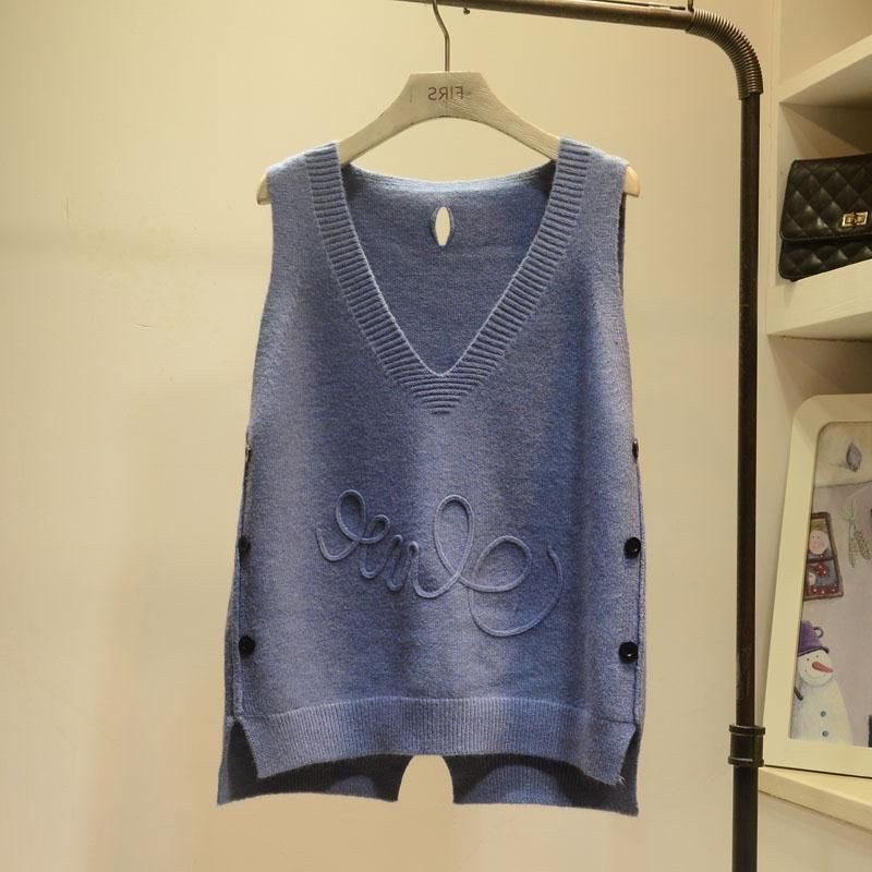 Πλεκτό με λαιμόκοψη Γυναικείο γιλέκο 2022 Άνοιξη φθινόπωρο Νέα μόδα μανίκια V λαιμόκοψη πλεκτά γιλέκα Γυναικεία πουλόβερ πουλόβερ μπλούζες