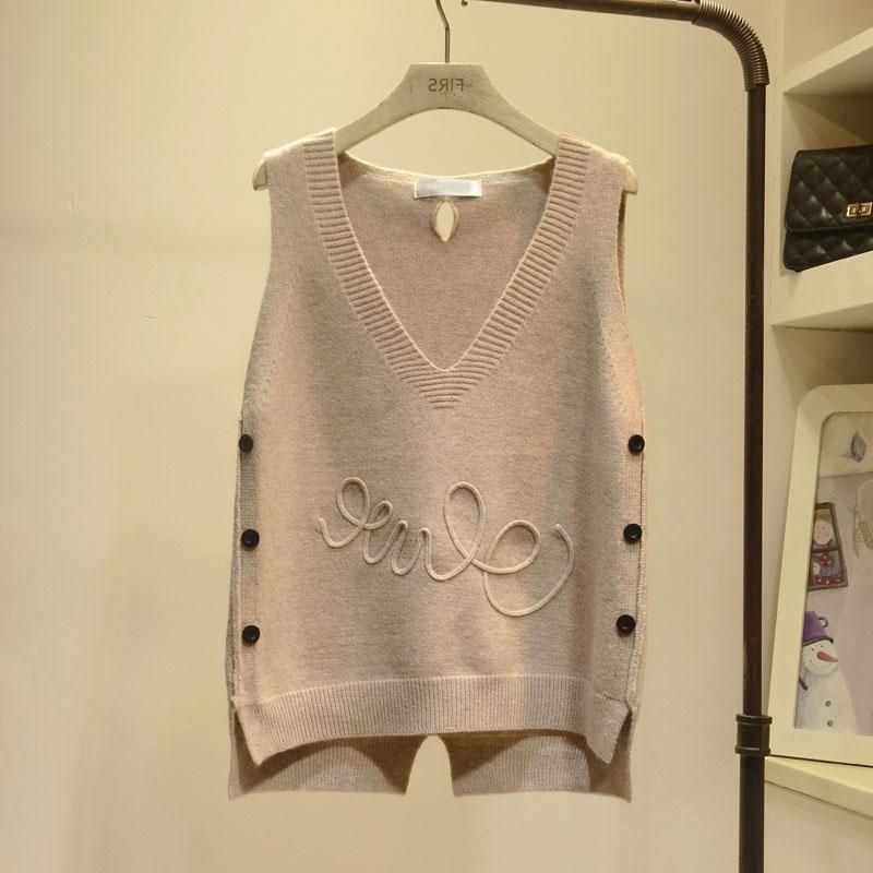 Πλεκτό με λαιμόκοψη Γυναικείο γιλέκο 2022 Άνοιξη φθινόπωρο Νέα μόδα μανίκια V λαιμόκοψη πλεκτά γιλέκα Γυναικεία πουλόβερ πουλόβερ μπλούζες