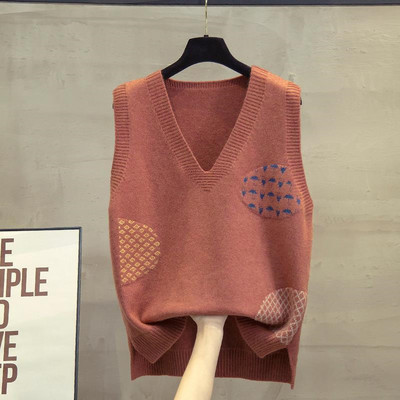 Πουλόβερ Γυναικείο γιλέκο 2022 Άνοιξη Φθινόπωρο Νέο V λαιμόκοψη μανίκια πλεκτά γιλέκα Γυναικεία πουλόβερ Γιλέκο φαρδιά γυναικεία μπλουζάκια