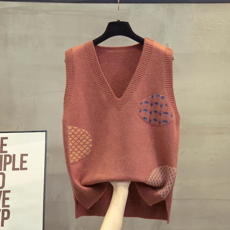 Πουλόβερ Γυναικείο γιλέκο 2022 Άνοιξη Φθινόπωρο Νέο V λαιμόκοψη μανίκια πλεκτά γιλέκα Γυναικεία πουλόβερ Γιλέκο φαρδιά γυναικεία μπλουζάκια
