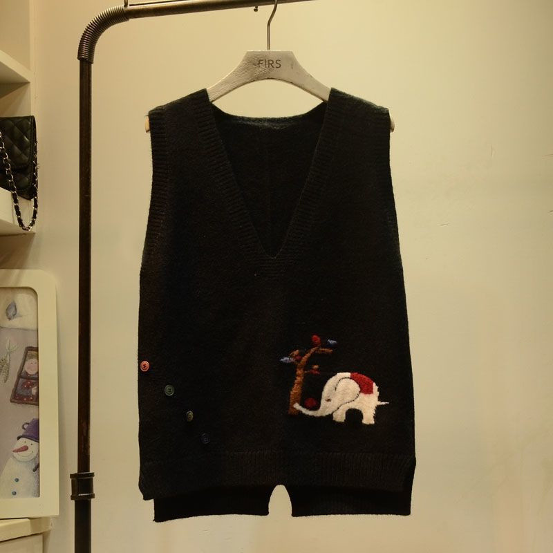 Γυναικείο γιλέκο πουλόβερ 2023 Άνοιξη φθινόπωρο Κορεάτικο Νέο V λαιμόκοψη μανίκια πλεκτά γιλέκα Γυναικεία πουλόβερ Γιλέκο Φαρδιά γυναικεία μπλουζάκια