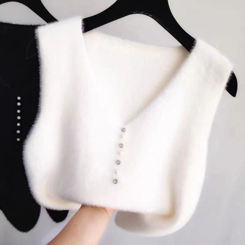 Imitatsioon naaritsast sametvest Vest Naiste jope 2022 Sügisene uus mood V-kaelusega lühikesed varrukad Vabaaja kudumine Vestid Naiste vest