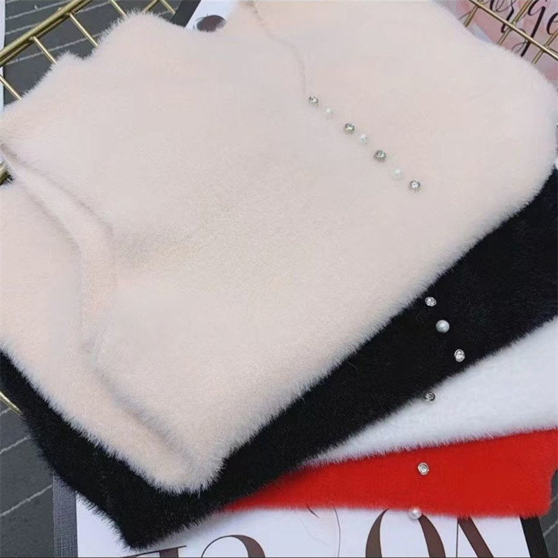 Imitatsioon naaritsast sametvest Vest Naiste jope 2022 Sügisene uus mood V-kaelusega lühikesed varrukad Vabaaja kudumine Vestid Naiste vest