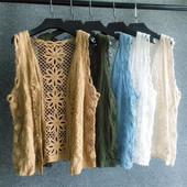 Άνοιξη Καλοκαίρι Γυναικεία Πουλόβερ Γιλέκο Νέο Αμάνικο V-λαιμόκοψη Κοίλο πλεκτό Γυναικείο γιλέκο Casual Loose πλεκτή ζακέτα Γυναικεία γιλέκο