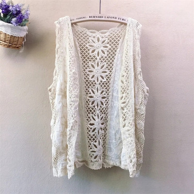 Άνοιξη Καλοκαίρι Γυναικεία Πουλόβερ Γιλέκο Νέο Αμάνικο V-λαιμόκοψη Κοίλο πλεκτό Γυναικείο γιλέκο Casual Loose πλεκτή ζακέτα Γυναικεία γιλέκο