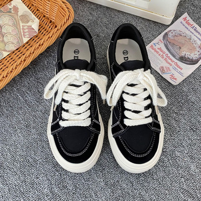 Ανοιξιάτικο φθινόπωρο 2023 Γυναικεία παπούτσια από καμβά χαμηλά κορεάτικα παπούτσια που αναπνέουν καθημερινά Μόδα Μικρά λευκά παπούτσια Γυναικεία παπούτσια