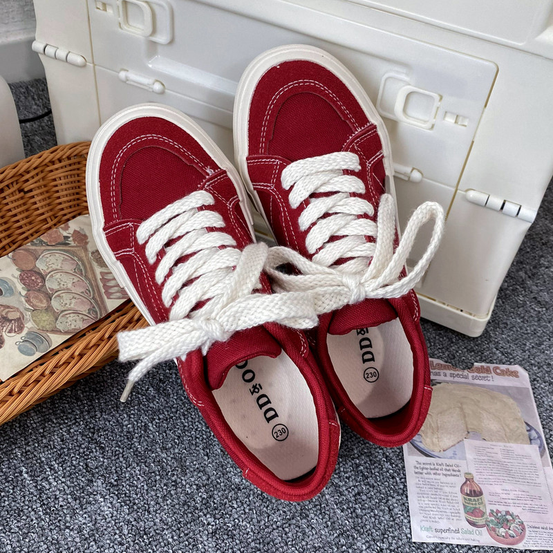 Ανοιξιάτικο φθινόπωρο 2023 Γυναικεία παπούτσια από καμβά χαμηλά κορεάτικα παπούτσια που αναπνέουν καθημερινά Μόδα Μικρά λευκά παπούτσια Γυναικεία παπούτσια