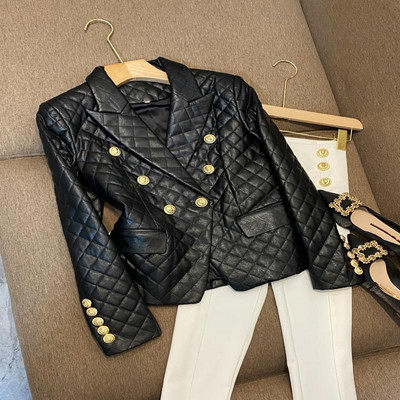 Tinomiswa ühevärvilised vabaaja bleiserid naiste sälkidega pikkade varrukatega nööbiga bleiser High Street Fashion põhilised sügistalveülikonnad