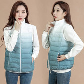 2023 Νέο ελαφρύ λεπτό όρθιο γιακά με κάτω βαμβακερό γιλέκο Γυναικείο αμάνικο, ζεστό ντεγκραντέ γιλέκο γυναικείο σακάκι