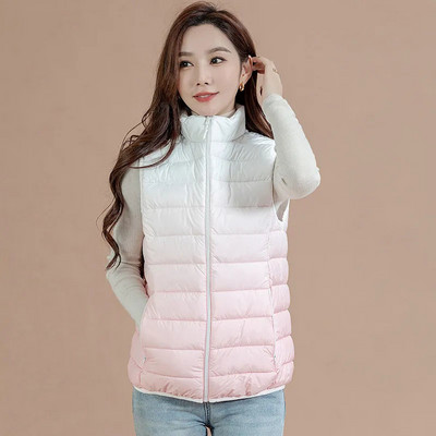 2023 Νέο ελαφρύ λεπτό όρθιο γιακά με κάτω βαμβακερό γιλέκο Γυναικείο αμάνικο, ζεστό ντεγκραντέ γιλέκο γυναικείο σακάκι