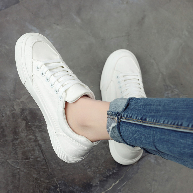 Γυναικεία Βουλκανιζέ Παπούτσια Λευκά Αθλητικά Παπούτσια Πλατφόρμα Παπούτσια Casual Classic Γυναικεία PU Flats Άνοιξη Καλοκαίρι Καμβά Παπούτσια Plus Size 35-44