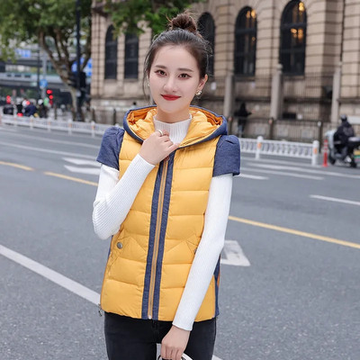 Sügistalv 2023, uued naiste vestid, kapuutsiga lühike, paksu puuvillane vest jakk Naiste varrukateta, soe vest, parkad, naiste topp