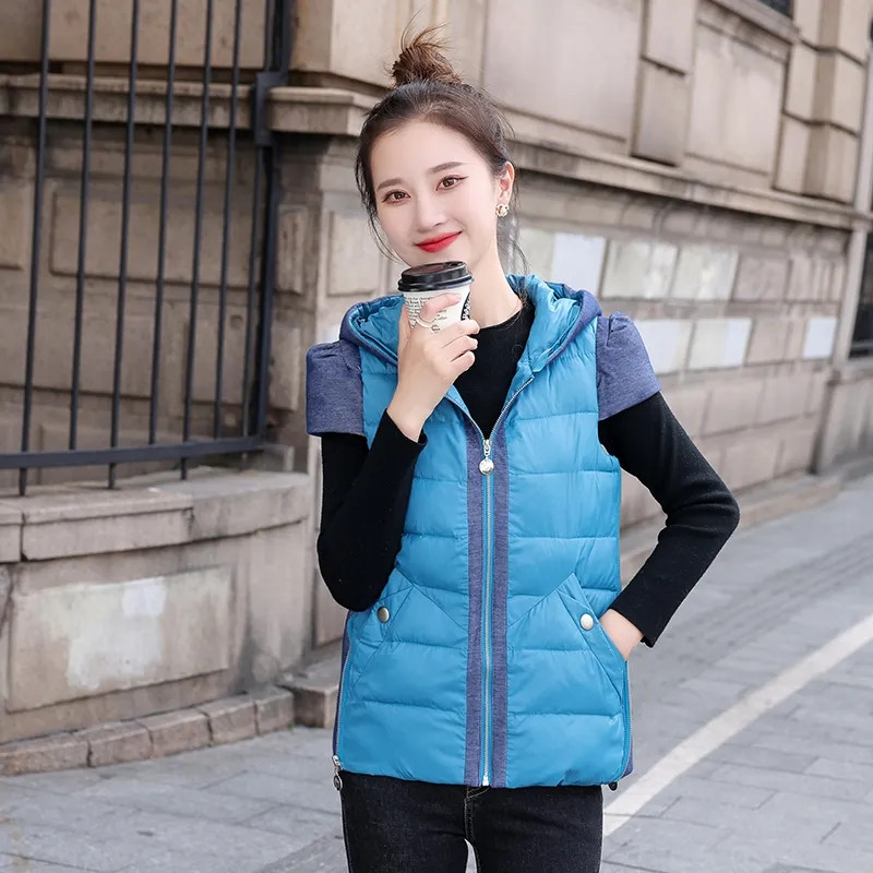 Sügistalv 2023, uued naiste vestid, kapuutsiga lühike, paksu puuvillane vest jakk Naiste varrukateta, soe vest, parkad, naiste topp