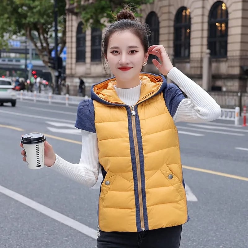 Sügistalv 2023, uued naiste vestid, kapuutsiga lühike, paksu puuvillane vest jakk Naiste varrukateta, soe vest, parkad, naiste topp