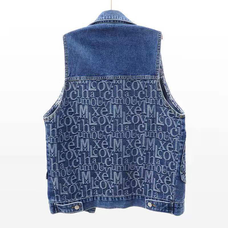 2023. aasta uus kevadine sügise tõmblukk, suur tasku, lahtine teksavest naiste mood, varrukateta teksavest, naiste jakid