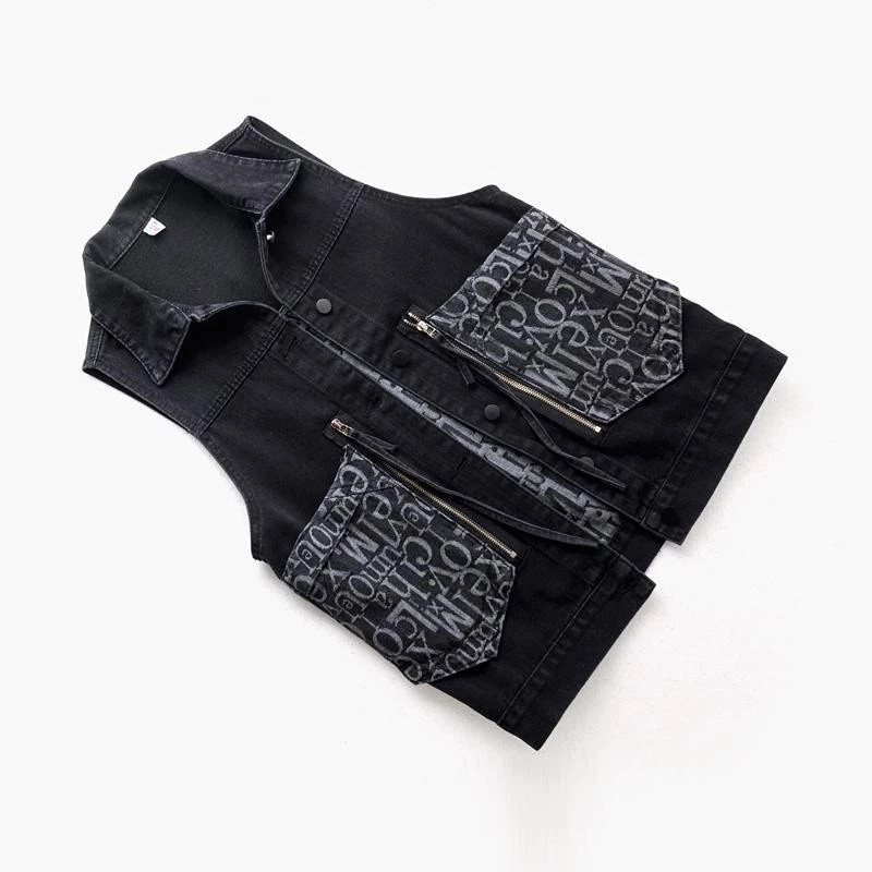 2023. aasta uus kevadine sügise tõmblukk, suur tasku, lahtine teksavest naiste mood, varrukateta teksavest, naiste jakid