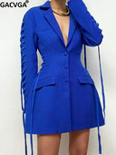 GACVGA Κομψό γυναικείο παλτό σακάκι Φθινοπωρινή χειμερινή μόδα με οδοντωτό μακρυμάνικο επίδεσμο Κοστούμι κοστούμι σε καθημερινό στυλ