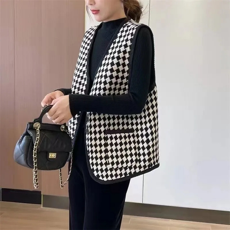 Naiste vestid, mantlid, kevad-sügis 2023, uus korea hagijas, varrukateta tviidvest, jakid, naiste topid, ülerõivad