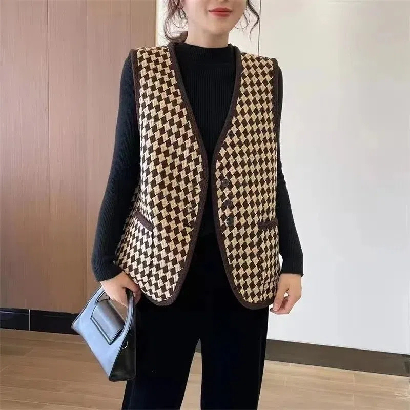 Naiste vestid, mantlid, kevad-sügis 2023, uus korea hagijas, varrukateta tviidvest, jakid, naiste topid, ülerõivad