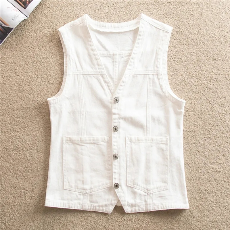 Γυναικείο τζιν τζιν μπουφάν 2021 Νέο φθινοπωρινό μονόχρωμο αμάνικο casual γιλέκο Jean παλτό κοντά σακάκια Γυναικεία γιλέκα καουμπόη