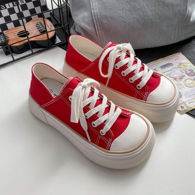 Γυναικεία παπούτσια από καμβά με στρογγυλά δάχτυλα και χαμηλά άνετα γυναικεία παπούτσια Άνοιξη Νέα τάση Casual Flats Απλά Βουλκανιζέ παπούτσια