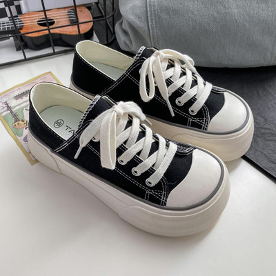 Γυναικεία παπούτσια από καμβά με στρογγυλά δάχτυλα και χαμηλά άνετα γυναικεία παπούτσια Άνοιξη Νέα τάση Casual Flats Απλά Βουλκανιζέ παπούτσια