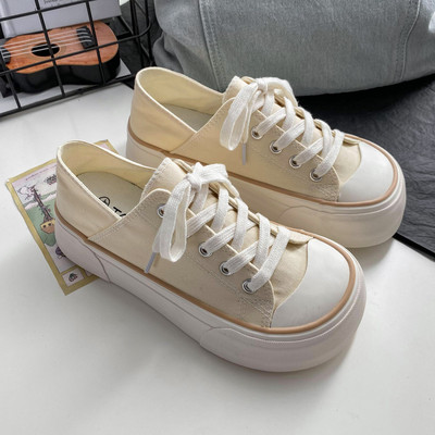 Γυναικεία παπούτσια από καμβά με στρογγυλά δάχτυλα και χαμηλά άνετα γυναικεία παπούτσια Άνοιξη Νέα τάση Casual Flats Απλά Βουλκανιζέ παπούτσια