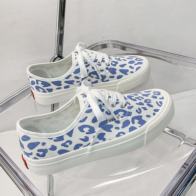 Leopardist lõuendist kingad naiste platvormtossud armsad roosad leopardimustrilised naiste kingad Mood üliõpilaste suure varba kingad Zapatos Mujer