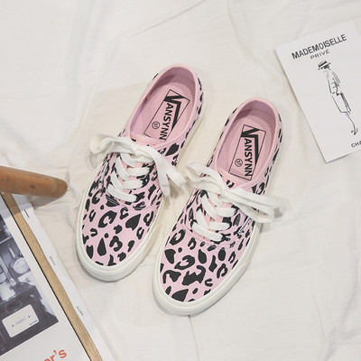 Leopardist lõuendist kingad naiste platvormtossud armsad roosad leopardimustrilised naiste kingad Mood üliõpilaste suure varba kingad Zapatos Mujer