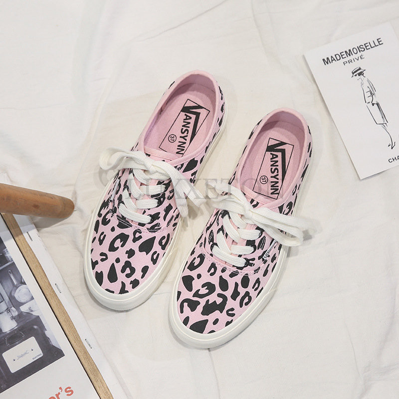 Leopardist lõuendist kingad naiste platvormtossud armsad roosad leopardimustrilised naiste kingad Mood üliõpilaste suure varba kingad Zapatos Mujer