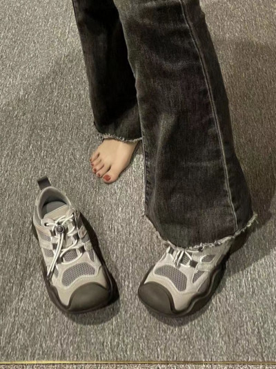 Vintage ležerne tenisice Ženska sportska obuća Harajuku dizajnerske ravne tenisice Ženska siva atletska obuća