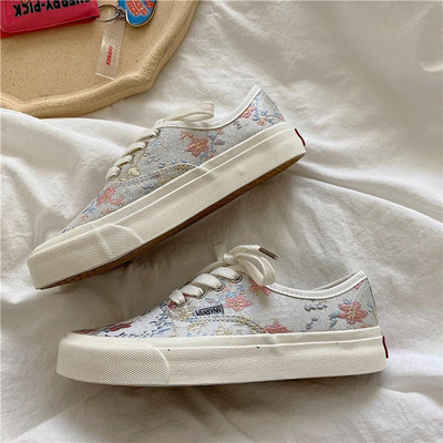 Χαμηλής κοπής Κλασικό σχέδιο λουλουδιών κέντημα βουλκανιζέ παπούτσια Γυναικεία παπούτσια skateboard υψηλής ποιότητας Παπούτσια από καμβά Street Style