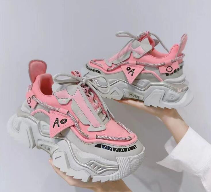 Pantofi pentru femei, cu fund gros, grosime, cu platformă coreeană, cu șireturi, respirabil, primăvară, toamnă, pantofi vulcanizați pentru femei