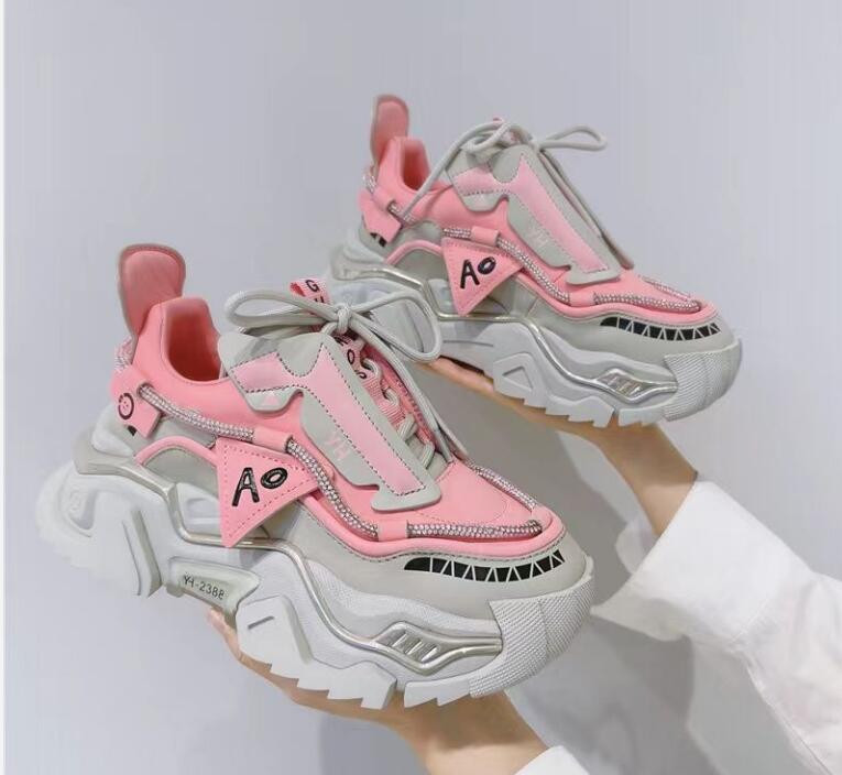 Pantofi pentru femei, cu fund gros, grosime, cu platformă coreeană, cu șireturi, respirabil, primăvară, toamnă, pantofi vulcanizați pentru femei