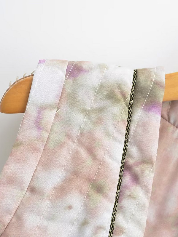 TRAF naiste mood V kaelalipsuga värv lillemustriga puuvillane lühike vest jakk Kontori daami varrukateta pitsmantel šikk topsid