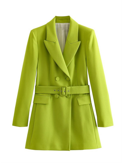 Κομψή μόδα BlingBlingee ανοιξιάτικη κοστούμι γραφείου σακάκι Traf με ζώνη μακρυμάνικη γυναικεία μπλέιζερ με διπλό στήθος Γυναικείο μπλουζάκι