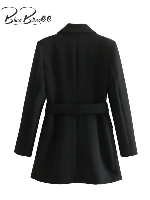 Κομψή μόδα BlingBlingee ανοιξιάτικη κοστούμι γραφείου σακάκι Traf με ζώνη μακρυμάνικη γυναικεία μπλέιζερ με διπλό στήθος Γυναικείο μπλουζάκι