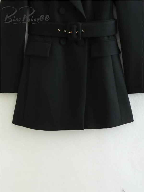 Κομψή μόδα BlingBlingee ανοιξιάτικη κοστούμι γραφείου σακάκι Traf με ζώνη μακρυμάνικη γυναικεία μπλέιζερ με διπλό στήθος Γυναικείο μπλουζάκι