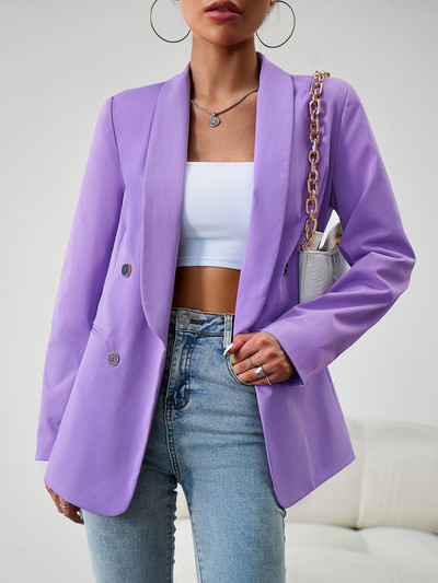 BlingBlingee 2023. aasta sügisene naiste bleiser, rätikkrae, pikkade varrukatega kaherealine kontorimantel Naiste pealisriided beež jakk