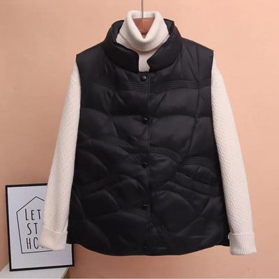 2023Νέο Φθινοπωρινό Χειμώνα πουπουλένιο Βαμβακερό γιλέκο Γυναικείο γιλέκο μανίκια Parka Ζεστό κοντό παλτό Γυναικείο casual πανωφόρι Γυναικεία μπλουζάκια
