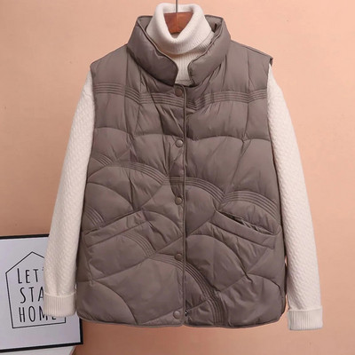 2023Νέο Φθινοπωρινό Χειμώνα πουπουλένιο Βαμβακερό γιλέκο Γυναικείο γιλέκο μανίκια Parka Ζεστό κοντό παλτό Γυναικείο casual πανωφόρι Γυναικεία μπλουζάκια