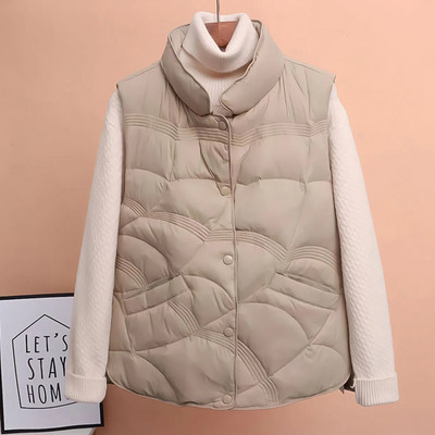 2023Νέο Φθινοπωρινό Χειμώνα πουπουλένιο Βαμβακερό γιλέκο Γυναικείο γιλέκο μανίκια Parka Ζεστό κοντό παλτό Γυναικείο casual πανωφόρι Γυναικεία μπλουζάκια