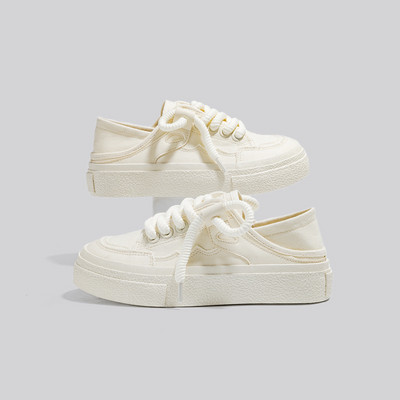 HOPUS Ljetne cipele za žene 2023. Nove modne cipele na vezanje Bijele vulkanizirane cipele Prozračne platnene tenisice Ženske plitke